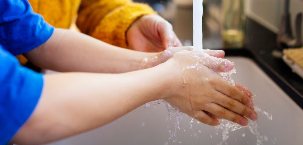Preventing the virus by washing hands